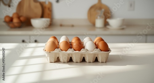 Group of various eggs in a ...