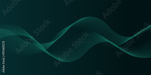 Abstract background using dark green tones on a black background. The lines and curves are like gentle and flowing waves, creating a sense of freshness and energy.