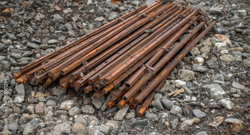 Old rusted iron bars dumped...