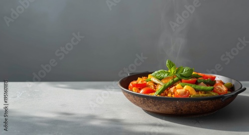 Savory vegan paella featuri...