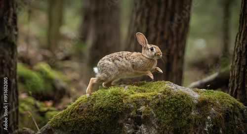 Joyful rabbit bounding acro...