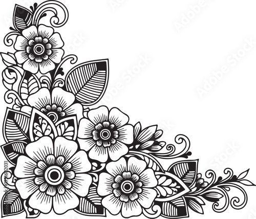 Coloring vector floral book page design