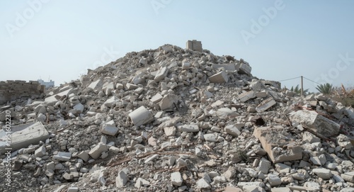 Heap of concrete debris and...