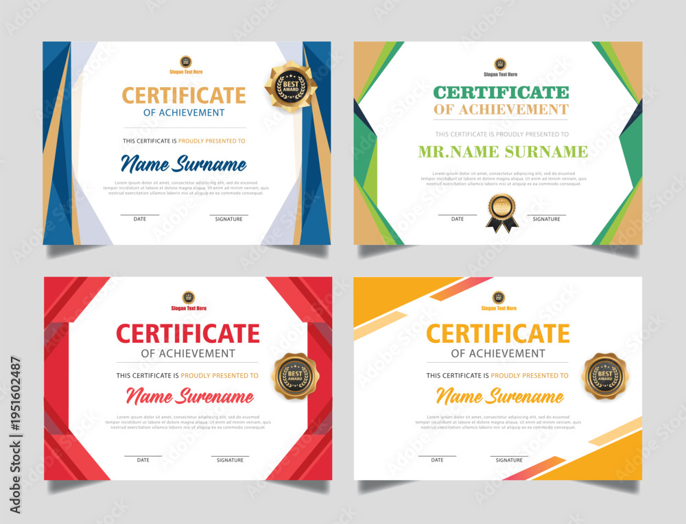 Fototapeta premium Diverse array of accomplishment award layouts, featuring sleek contemporary aesthetics and adaptable spaces for personalized recognition and professional acknowledgement