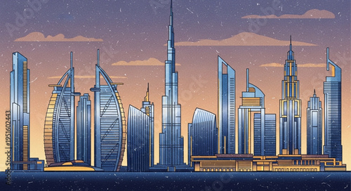 Dubai Skyline at Night - A Modern Architectural Marvel.