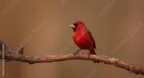 Glossy red bird perched on ...