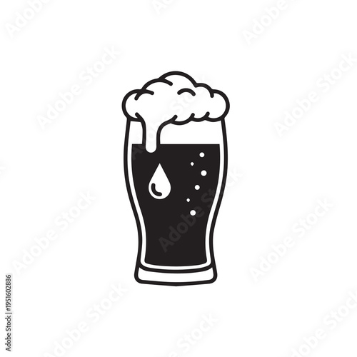 Beer glass with foam and a drop vector illustration isolated on white background