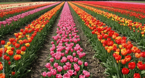 Lush tulip plantation in pe...