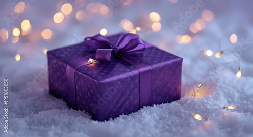 Festive purple wrapped gift...