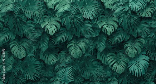 Layered tropical foliage wa...