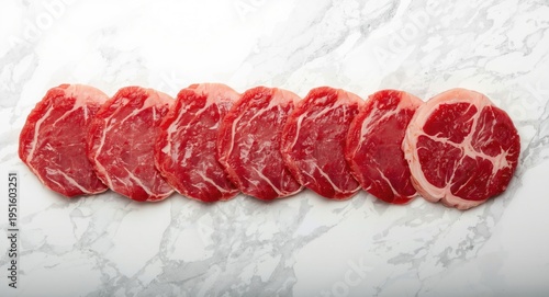 Fresh meat slices set apart...