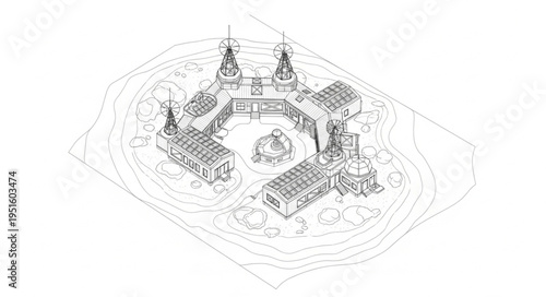 Detailed architectural blueprint of a complex building structure with intricate design elements.