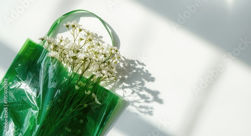 Green plastic bag partially...