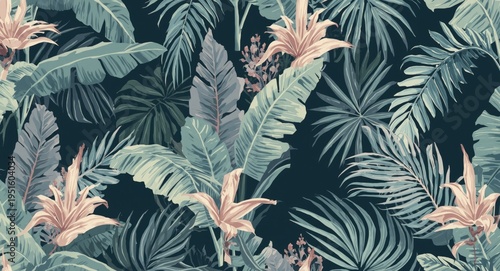 Hand drawn tropical foliage...