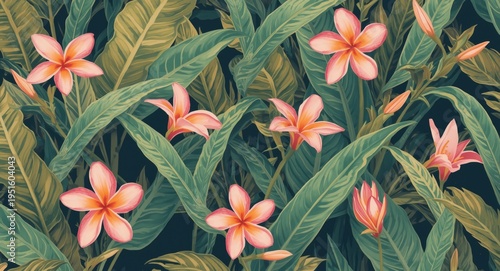 Bright plumeria flowers and...
