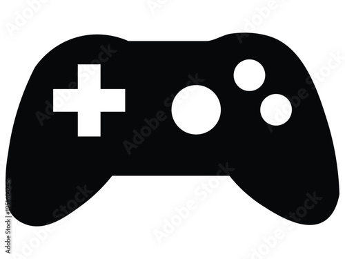 Black and white video game controller icon