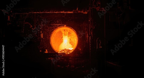 Molten metal glowing bright...