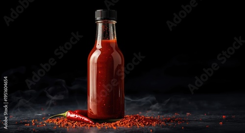 Red hot chili sauce in glas...