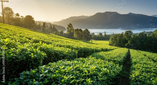 Green tea fields basking in...
