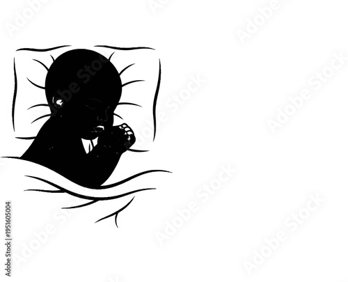 A silhouette of a baby sleeping soundly in a crib, resting peacefully
