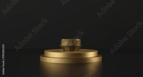 Gold podium on black backgr...