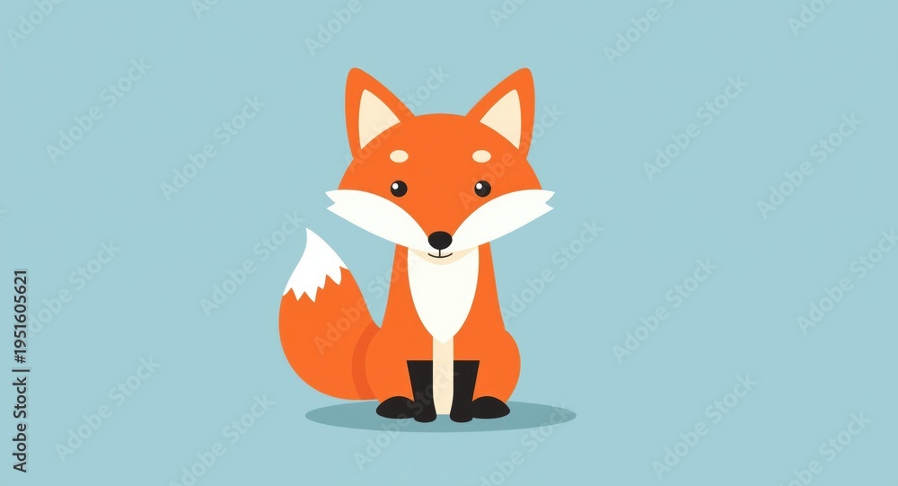 Fototapeta premium Flat color fox visual in a simplified cartoon style