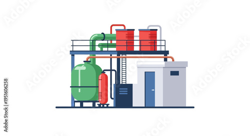 Industrial facility with tanks and pipes, illustrating process engineering and manufacturing operations