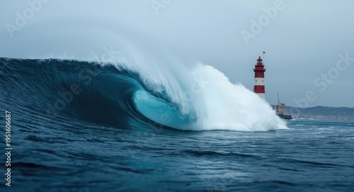 Massive ocean wave beside t...