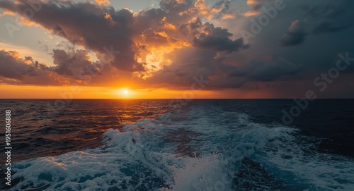 Open sea yacht view at suns...