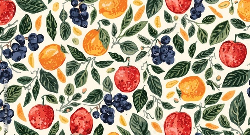 Stylized fruit and leaf rou...