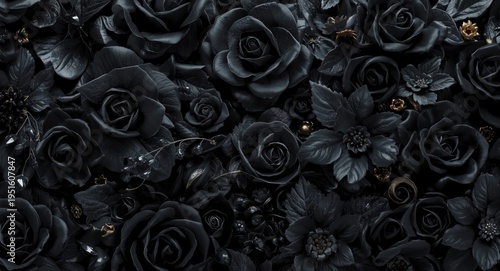 Ornamental black floral com...