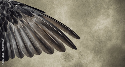 Bird wing feathers in sharp...