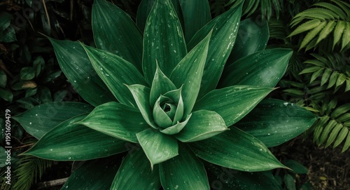 Lush emerald agave leaf clo...