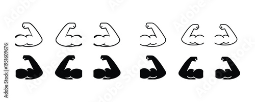 Muscular Arm Biceps Icon Set