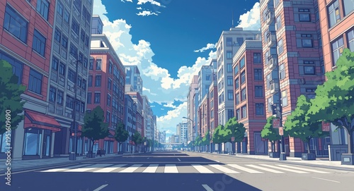 Illustrated 2d anime city s...