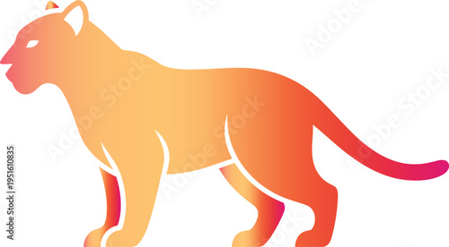 Colorful gradient panther silhouette with vibrant pink and orange hues