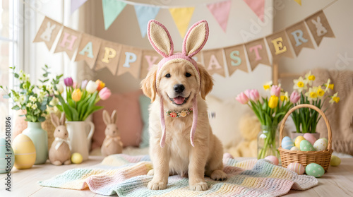Happy Easter Puppy Portrait