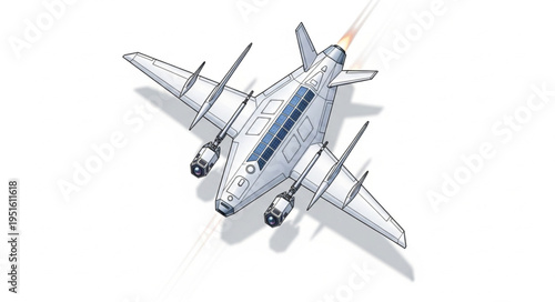 Detailed aerial view of a futuristic aircraft with advanced technology.