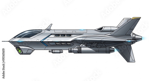 Futuristic spacecraft design with sleek lines and advanced technology, ready for space travel.