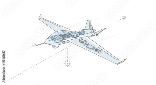 Detailed illustration of a futuristic aircraft with advanced aerodynamic design and technology.
