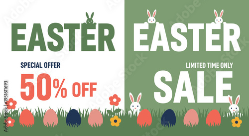 flat vector Easter Sale Banners isolated on White Background vector background, vector illustration
