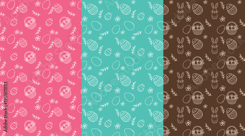 A set of Easter patterns with a transparent background, change the color of the pattern and background