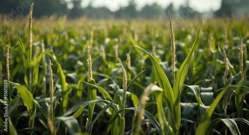 Fertile cornfield with youn...