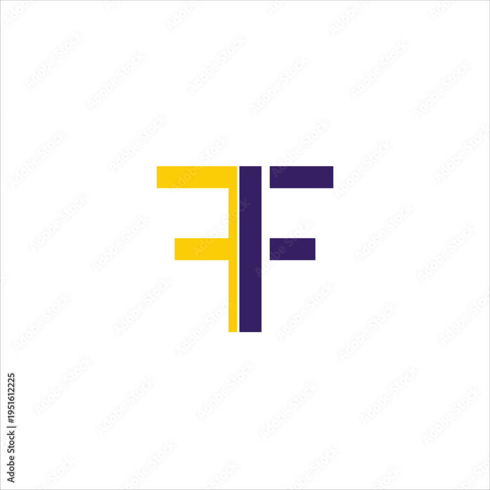 Fototapeta premium Modern Minimalist EF Letter Logo in Yellow and Purple on Gray Background