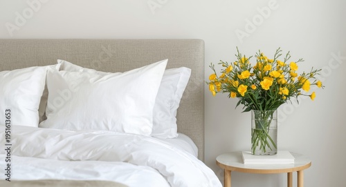 Cozy bedroom featuring a be...