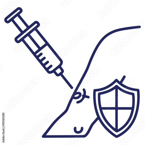 Vaccination and Immunity Concept Illustration with Syringe and Shield Representing Medical Protection and Healthcare