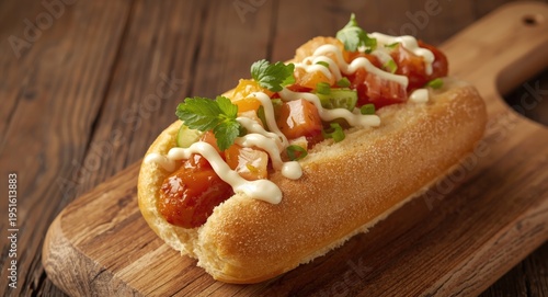 Appealing fast food hot dog...