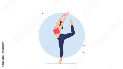 Serene illustration of a female practicing a challenging yoga pose, embodying strength, flexibility, and a healthy lifestyle.