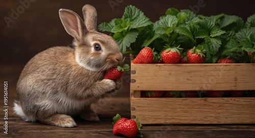 Lively bunny clutching a ri...