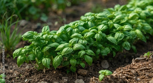Lush basil plants thriving ...
